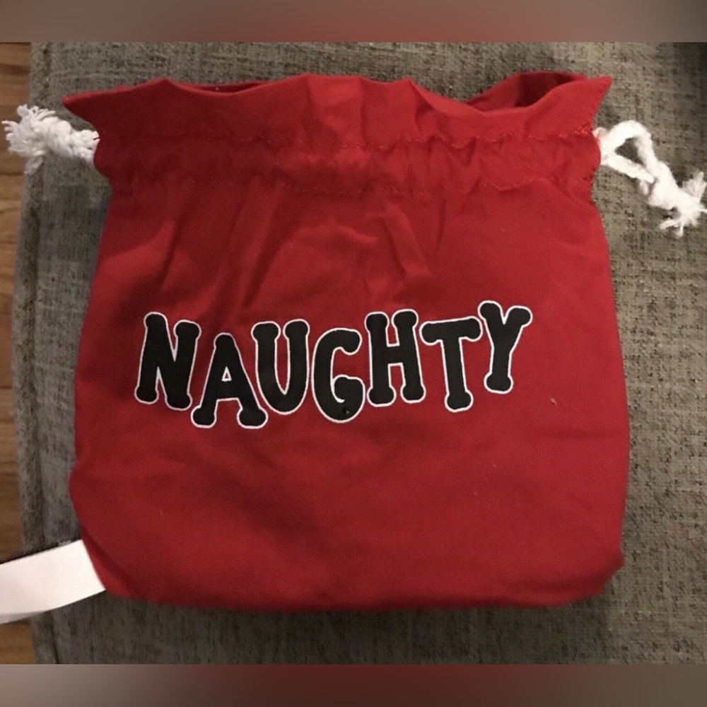 Naughty or Nice Drawstring Pouch Makeup Gift Bag Satchel Santa’s Sack Pearhead